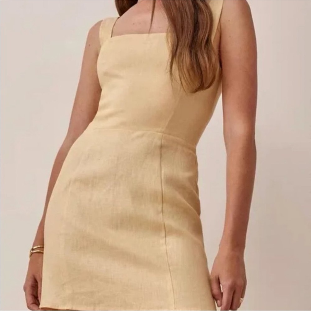 Reformation linen mini dress in Parmesan NEW - Picture 2 of 4